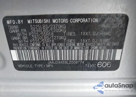 2020 Mitsubishi Outlander Phev Gt S-Awc z USA, uszkodzony, nr VIN JA4J24A59LZ009774